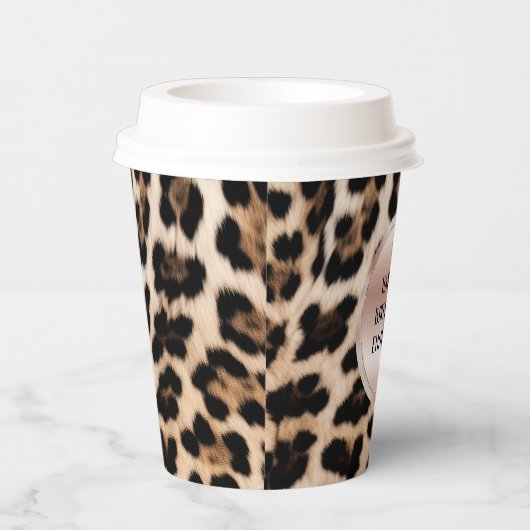 Crème Zwart Bruin Leopard Blush Roze Papieren Bekers (Rechts)