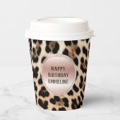 Crème Zwart Bruin Leopard Blush Roze Papieren Bekers (Voorkant)