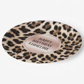 Crème Zwart Bruin Leopard Blush Roze Papieren Bordje (Gekanteld)