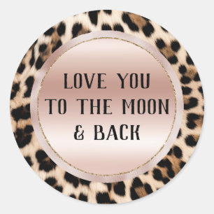 Crème Zwart Bruin Leopard Blush Roze Ronde Sticker