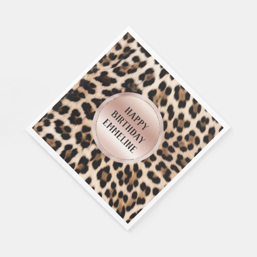 Crème Zwart Bruin Leopard Blush Roze Servet (Hoek)