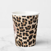 Crème Zwart Bruin Leopard Blush Roze Verjaardag Papieren Bekers (Links)
