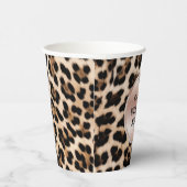Crème Zwart Bruin Leopard Blush Roze Verjaardag Papieren Bekers (Rechts)