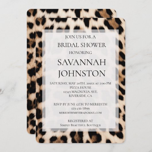 Crème Zwart Bruin Leopard Vrijgezellenfeest Kaart (Voorkant / Achterkant)