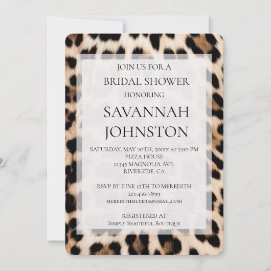 Crème Zwart Bruin Leopard Vrijgezellenfeest Kaart (Voorkant)