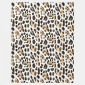 Crème Zwart Bruin Luipaard Dier   Fleece Deken (Voorkant)