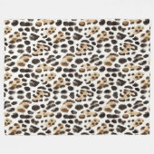 Crème Zwart Bruin Luipaard Dier   Fleece Deken (Voorkant (Horizontaal))