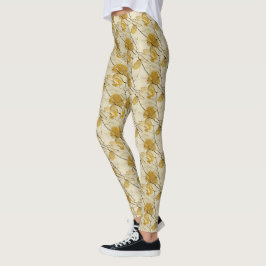 Crème, zwart en goud Abstract Leggings