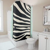 Crème, zwart en mintgroen douchegordijn (In situ)