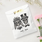 Crème Zwart & Goud Skelet Bruiloft Bedankzakje (Gezegeld)