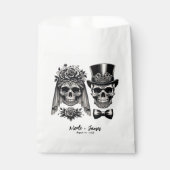 Crème Zwart & Goud Skelet Bruiloft Bedankzakje (Voorkant)