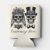 Crème Zwart & Goud  Skelet Bruiloft Blikjeskoeler (Achterkant)