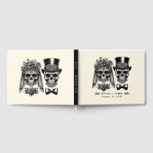 Crème Zwart & Goud  Skelet Bruiloft Gastenboek (Volledig)