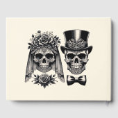 Crème Zwart & Goud  Skelet Bruiloft Gastenboek (Achterkant)