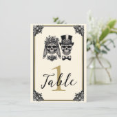 Crème Zwart & Goud  Skelet Bruiloft Kaart (Staand voorkant)