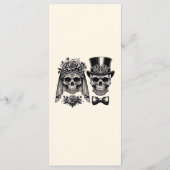 Crème Zwart & Goud  Skelet Bruiloft Menu (Achterkant)