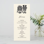 Crème Zwart & Goud  Skelet Bruiloft Menu (Staand voorkant)