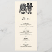 Crème Zwart & Goud  Skelet Bruiloft Menu (Voorkant)