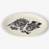 Crème Zwart & Goud Skelet Bruiloft Papieren Bordje (Gekanteld)