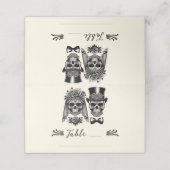 Crème Zwart & Goud  Skelet Bruiloft Plaatskaartje (Buitenkant ongevouwen)