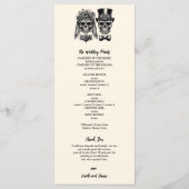 Crème Zwart & Goud  Skelet Bruiloft Programmakaart (Achterkant)