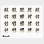 Crème Zwart & Goud  Skelet Bruiloft Ronde Sticker (Vel)