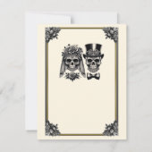 Crème Zwart & Goud Skelet Bruiloft RSVP Kaart (Achterkant)