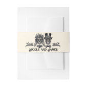 Crème Zwart & Goud  Skelet Bruiloft Uitnodigingen Wikkel (Voorkant Voorbeeld)