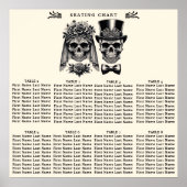 Crème Zwart Goud Skelet Bruiloft Zitting Poster (Voorkant)