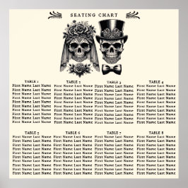 Crème Zwart Goud  Skelet Bruiloft Zitting Poster