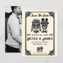 Crème Zwart & Goud  Skelet Save the Date