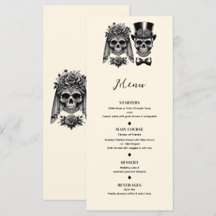 Crème Zwart & Goud Vintage Skelet Trouwmenu Menu