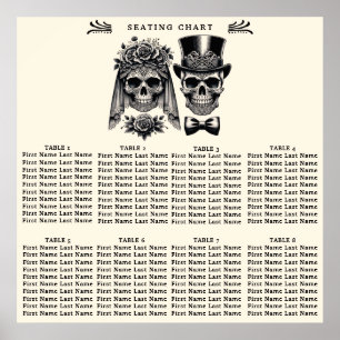 Crème Zwart Goud Vintage Skelet Trouwstoelenopstel Poster