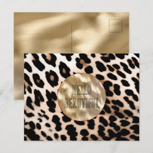 Crème Zwart Leopard Briefkaart