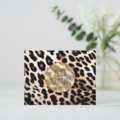 Crème Zwart Leopard Briefkaart (Staand voorkant)