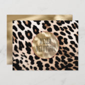 Crème Zwart Leopard Briefkaart (Voorkant / Achterkant)
