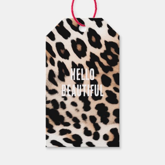 Crème Zwart Leopard Cadeaulabel (Voorkant)