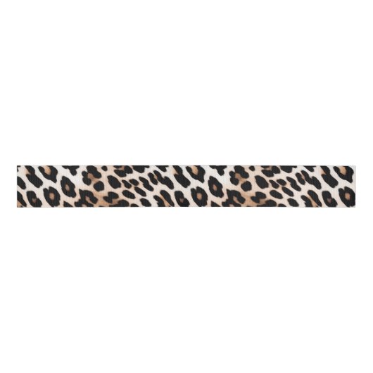 Crème Zwart Leopard Grosgrain Lint (Voorkant)