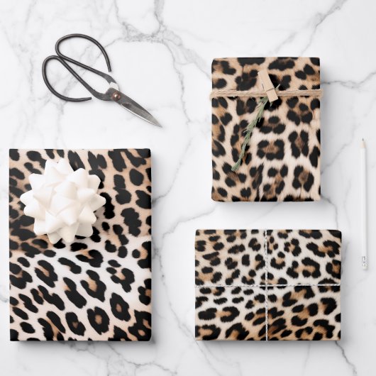 Crème Zwart Leopard Inpakpapier Vel (Voorkant)