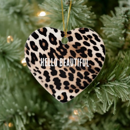 Crème Zwart Leopard Keramisch Ornament (Boom)