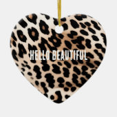 Crème Zwart Leopard Keramisch Ornament (Voorkant)