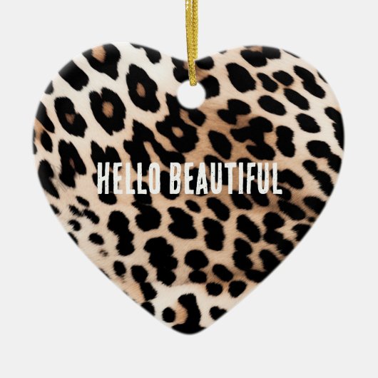 Crème Zwart Leopard Keramisch Ornament (Voorkant)