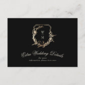 Crème & Zwart Monogram Goud | Onze huwelijksdetail Informatiekaartje (Voorkant)