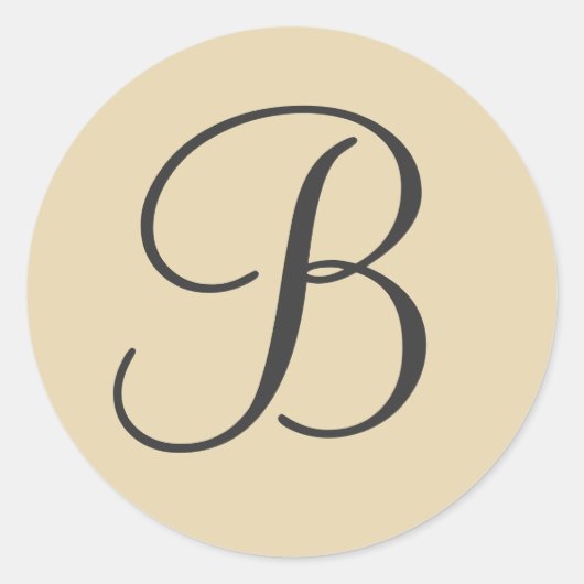 Crème & Zwart Monogrammed Envelopzegel/Gift Label (Voorkant)