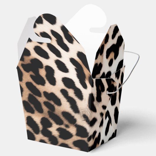 Crème zwart perzik luipaard bruiloft bedankdoosjes (Geopend)