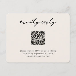 Crème & Zwart RSVP QR Code Enclosure Kaart