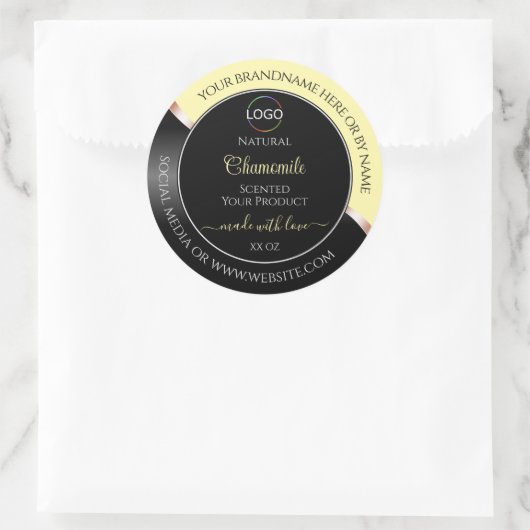 Crème Zwart Wavy Roos Goud met Logo Product Label (Tas)