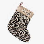 Crème Zwart Zebra Print Grote Kerstsok (Voorkant (Hangend))