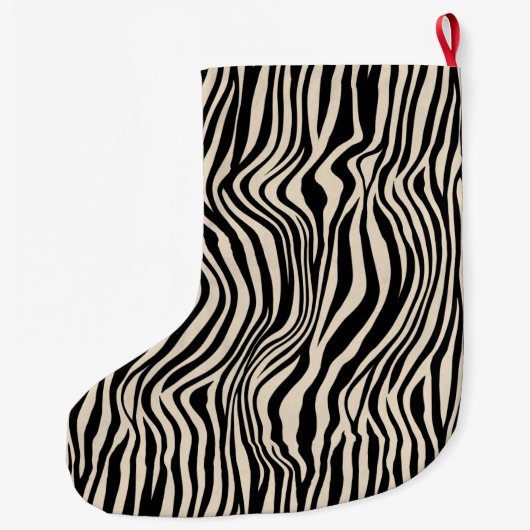 Crème Zwart Zebra Print Grote Kerstsok (Achterkant)