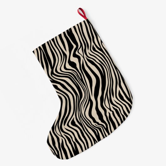 Crème Zwart Zebra Print Grote Kerstsok (Achterkant (Hangend))